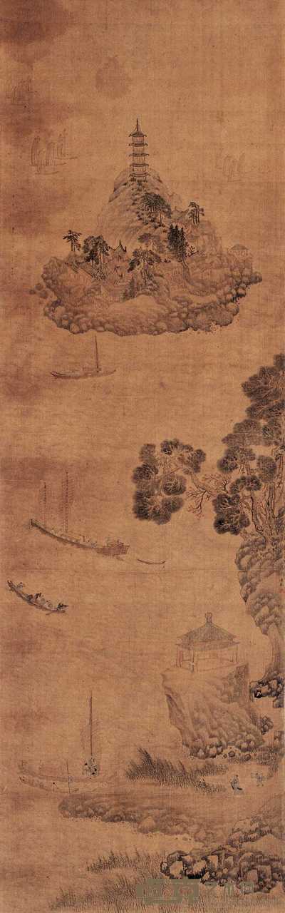 陈范 太湖春色图 立轴 169.5×54cm